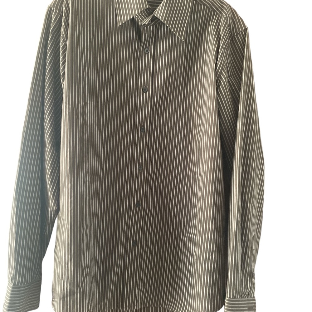 Men's Level Ten Brown Dress Shirt with Pinstripes
